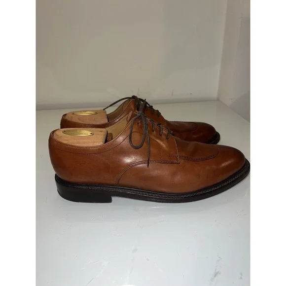Loake Split Toe Oxfords Lace Up Dress Shoes Men Size 9 Brown Leather France - Picture 2 of 9
